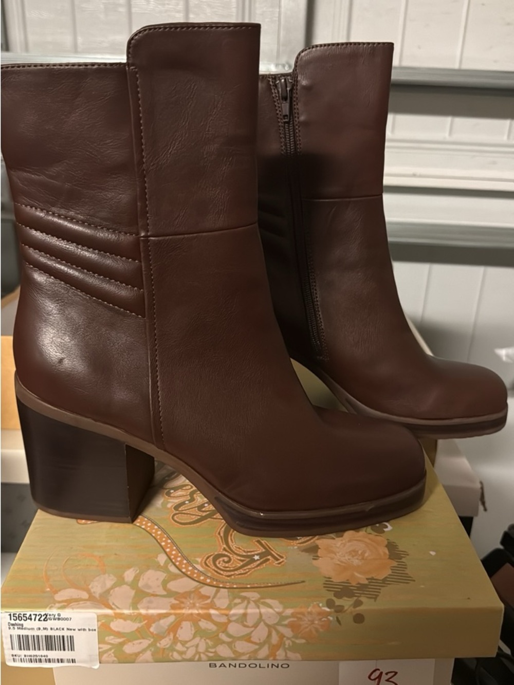 Dark Brown Leather Tall Boots - Picture 3 of 7